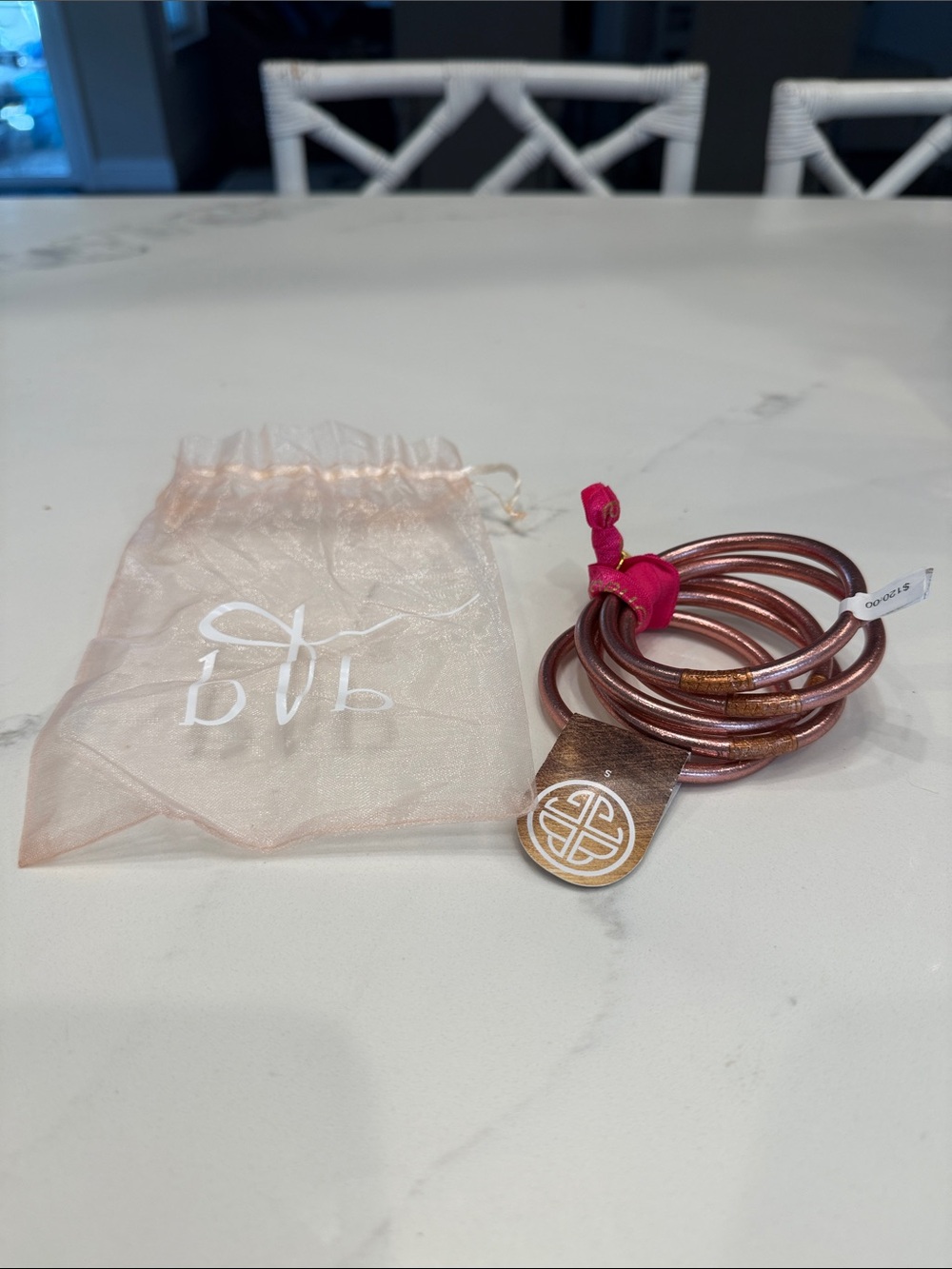 Budhagirl set of 5 Rose Gold bangle Bracelets. Size medium